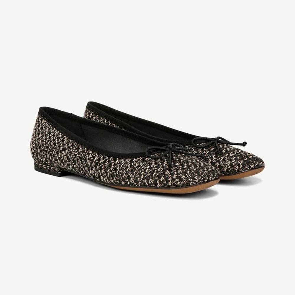 Nwt Franco Abigail Ballet Flat Size 6w In Beige Black Tweed Fabric